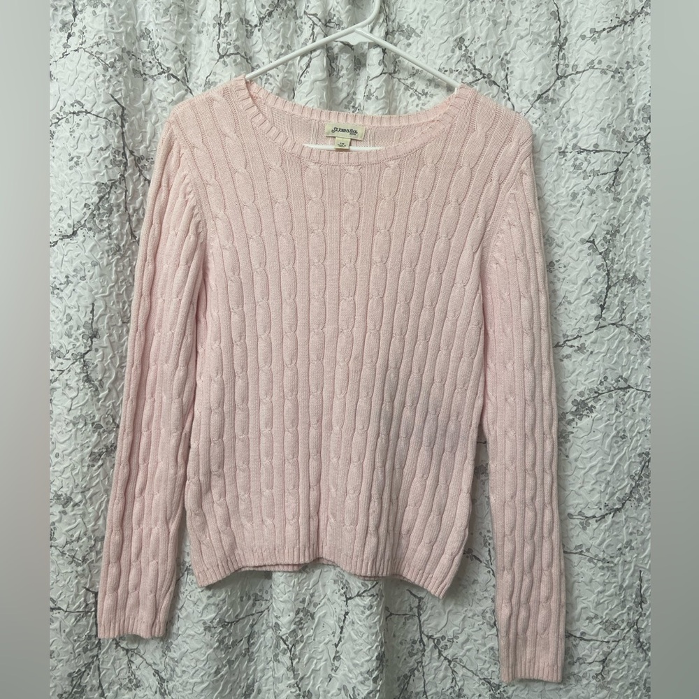 St. John's Bay Light Pink Cable Knit Sweater Size PM